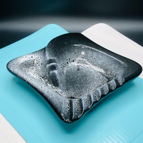 Beauceware Ceramic Ashtray Beauce Pottery #906 Black White Spatter Accent Bowl - Picture 3 of 13